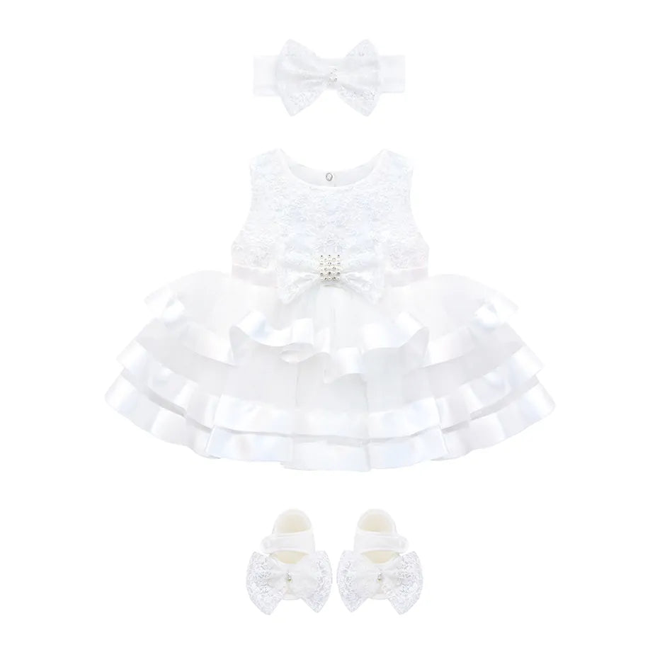 Baby Girls Dress Set with Headband & Shoes