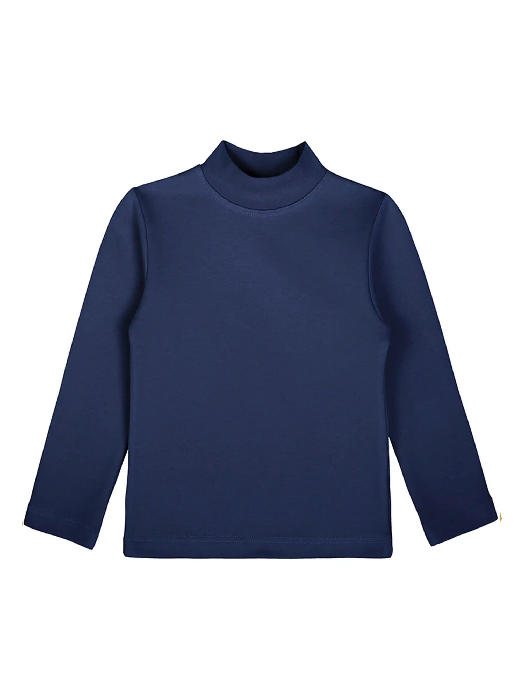 Girls' Basic Mock Turtleneck Long Sleeve Cotton Solid T-Shirt