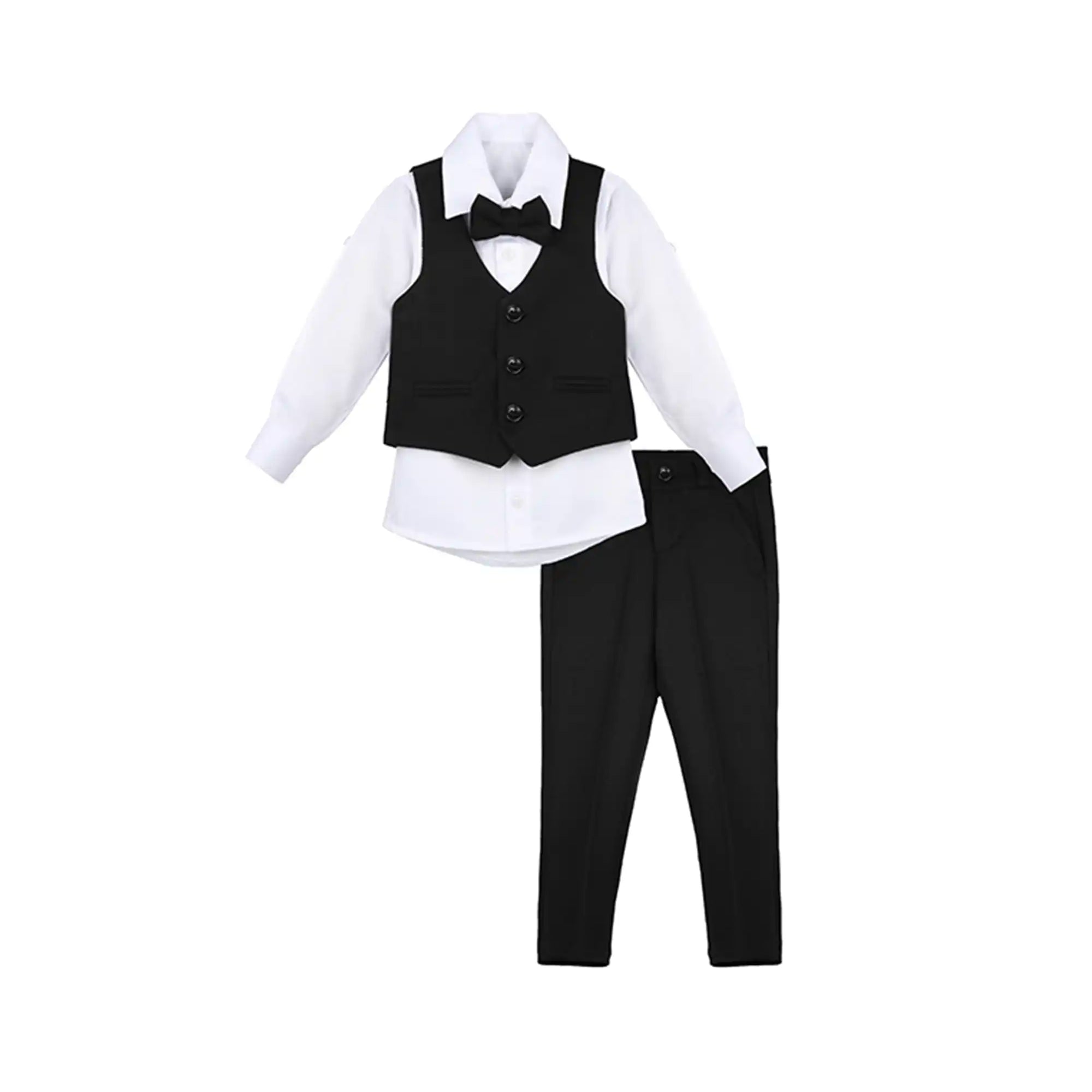 Boys Formal Suit 4 Piece Vest, Pants and Tie Dresswear Suit Set