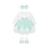 Newborn 6-Piece Lace & Tulle Detail Gown Set