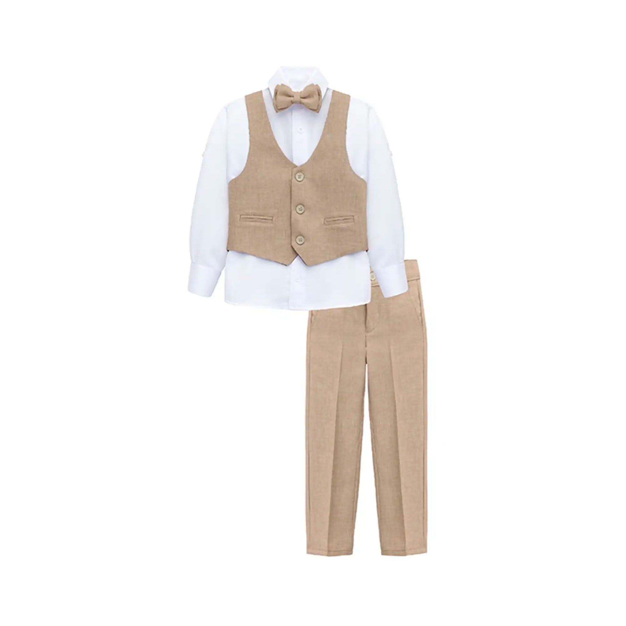 Boys Formal Suit 4 Piece Vest, Pants and Tie Dresswear Suit Set