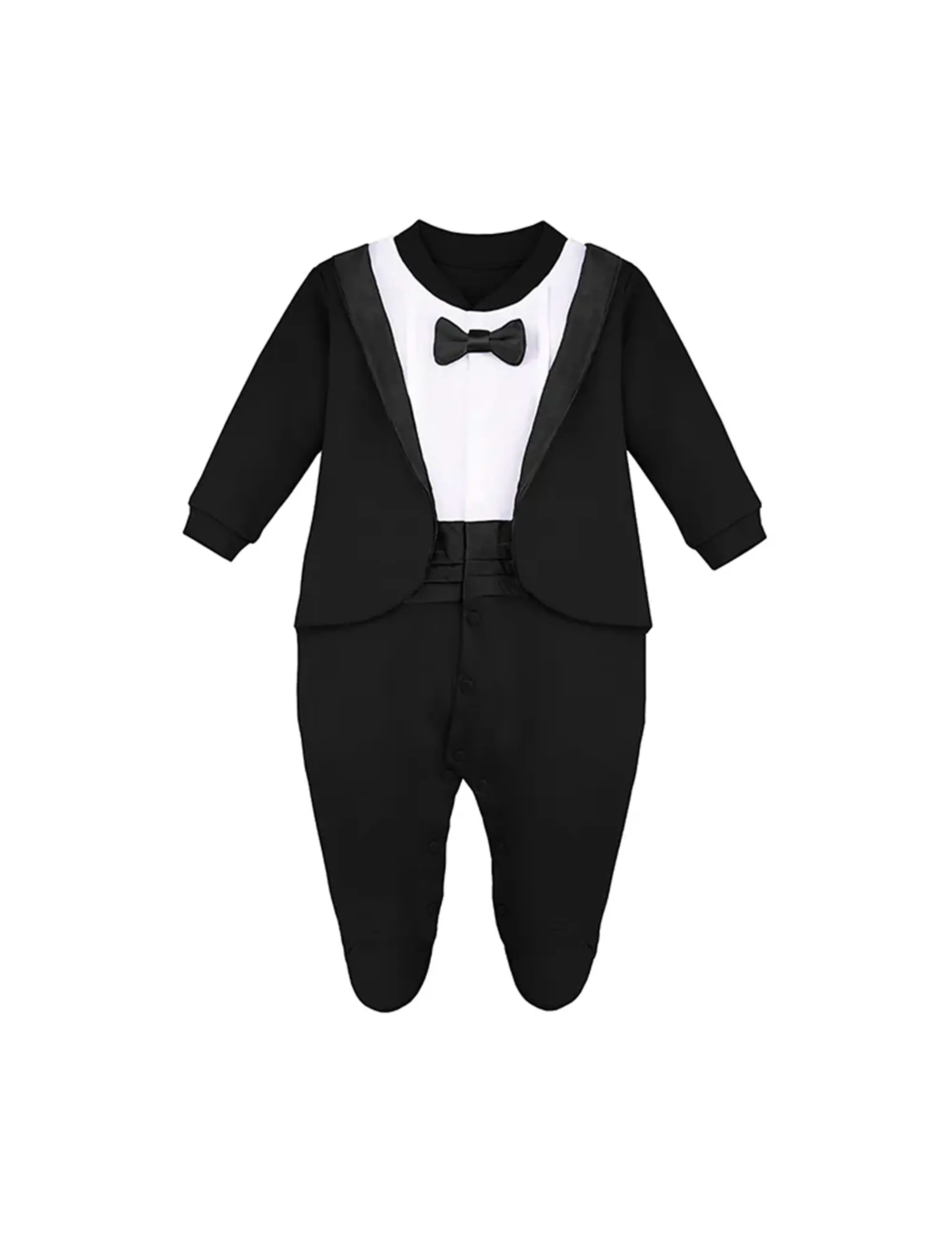 Baby Boy Footie Tuxedo Outfit with Bow Tie for Christmas Holidays - The Perfect Gentleman Look