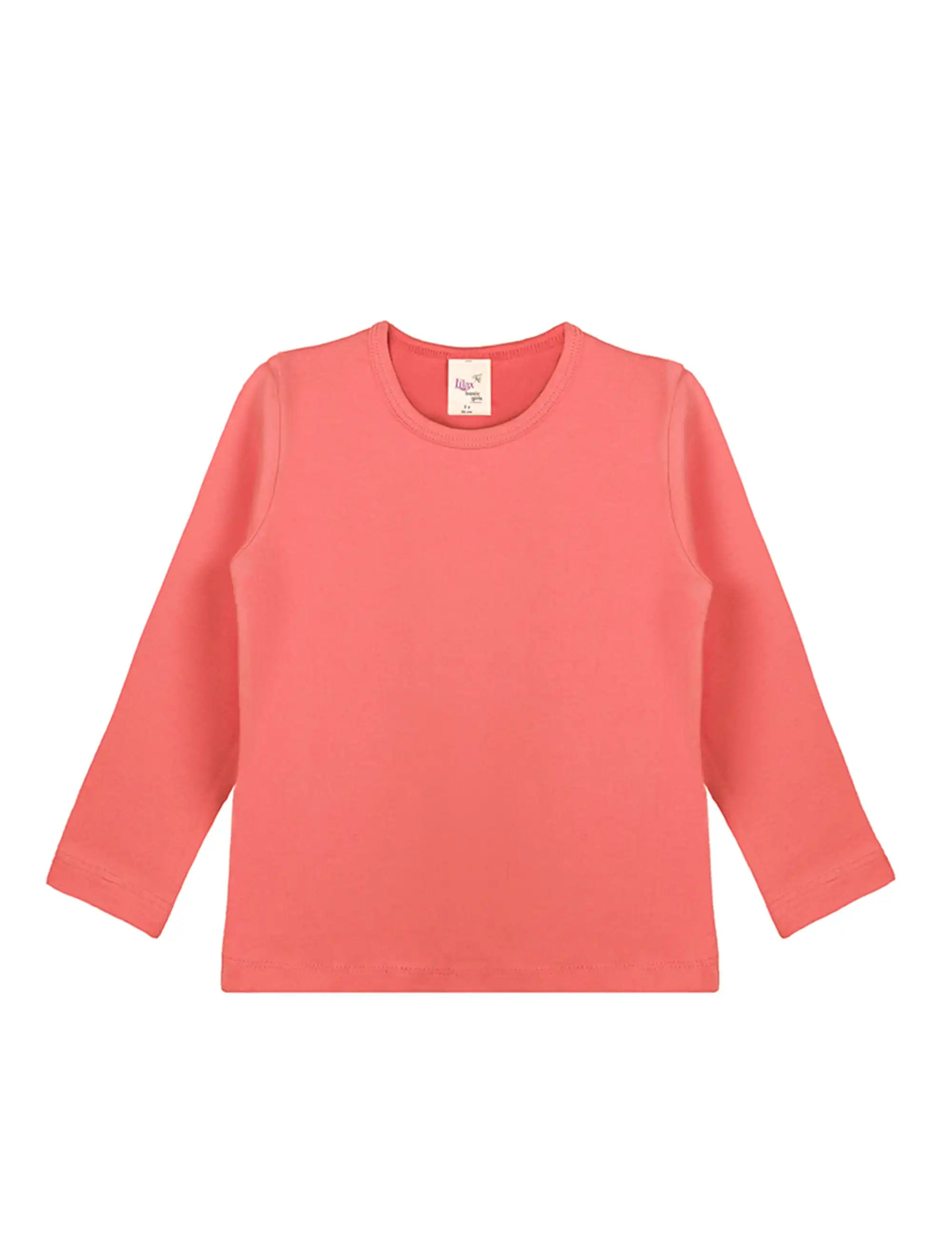 Lilax Girls' Basic Long Sleeve Round Neck Cotton T-Shirt
