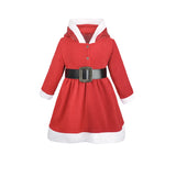 Girls Christmas Santa Sparkle Hood Red Dress