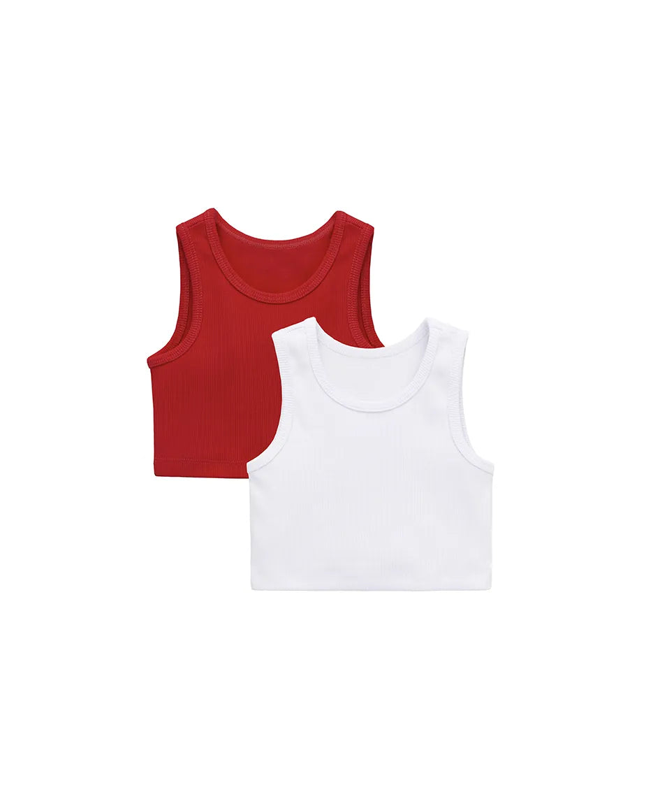 Girls 2-Pack Basic Cropped Tank Top