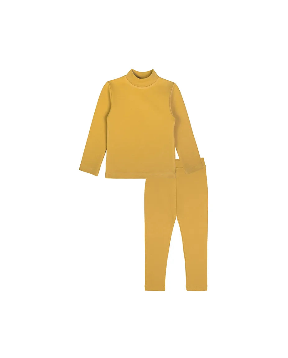 Little Girls Cotton Basic Mock-Neck T-Shirt & Leggings Set