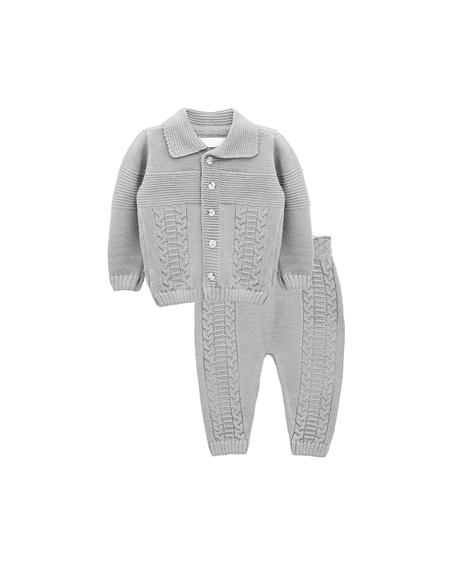 Newborn Baby Cable Knit Cardigan & Pants Set