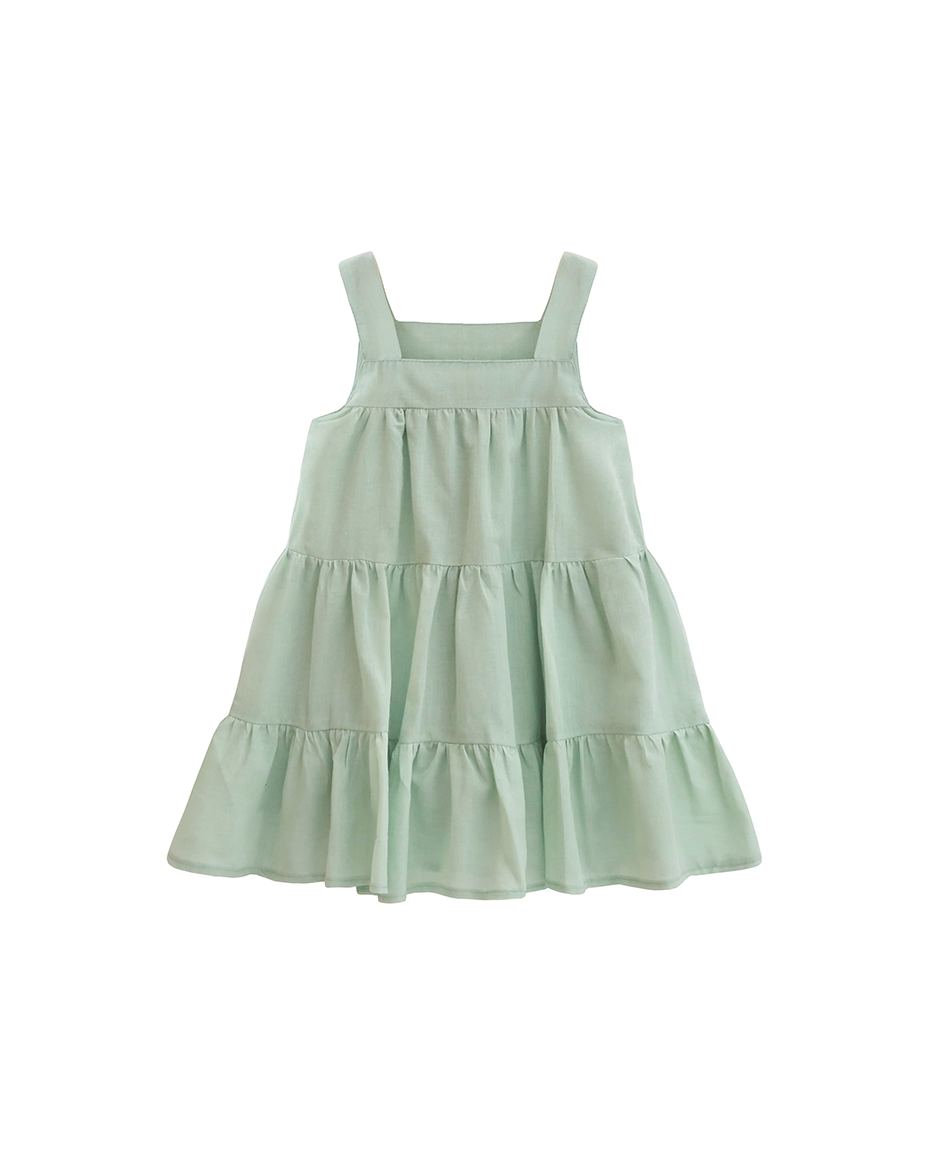 Toddler Cotton Layered Square Neckline Dress