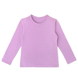 Little Girls Cotton Long Sleeve Basic Crewneck T-Shirt