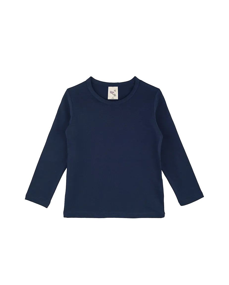 Toddler Cotton Long Sleeve Basic Crewneck T-Shirt