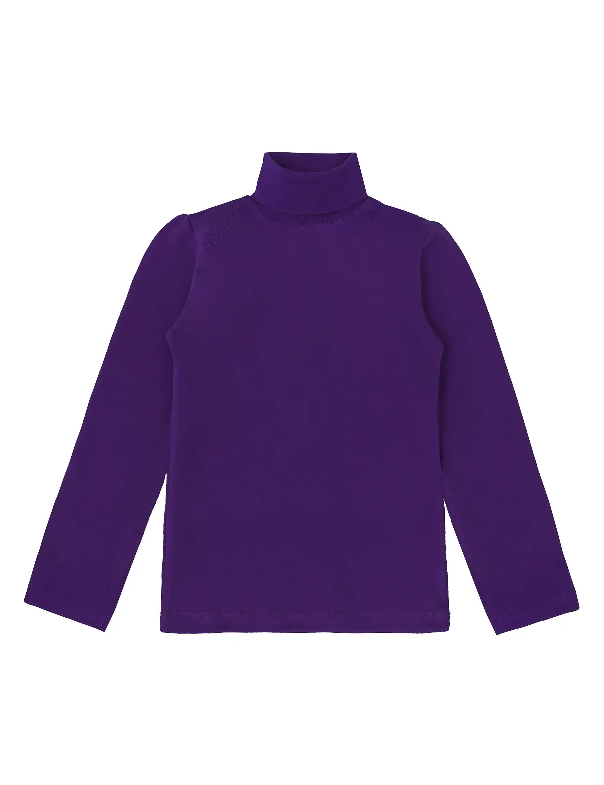 Girls' Basic Long Sleeve Turtleneck Cotton T-Shirt