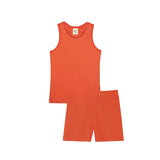 Big Girls Cotton Basic Racerback Tank Top and Short Set