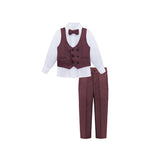 Boys 4-Piece Slim Fit Textured Suit Set