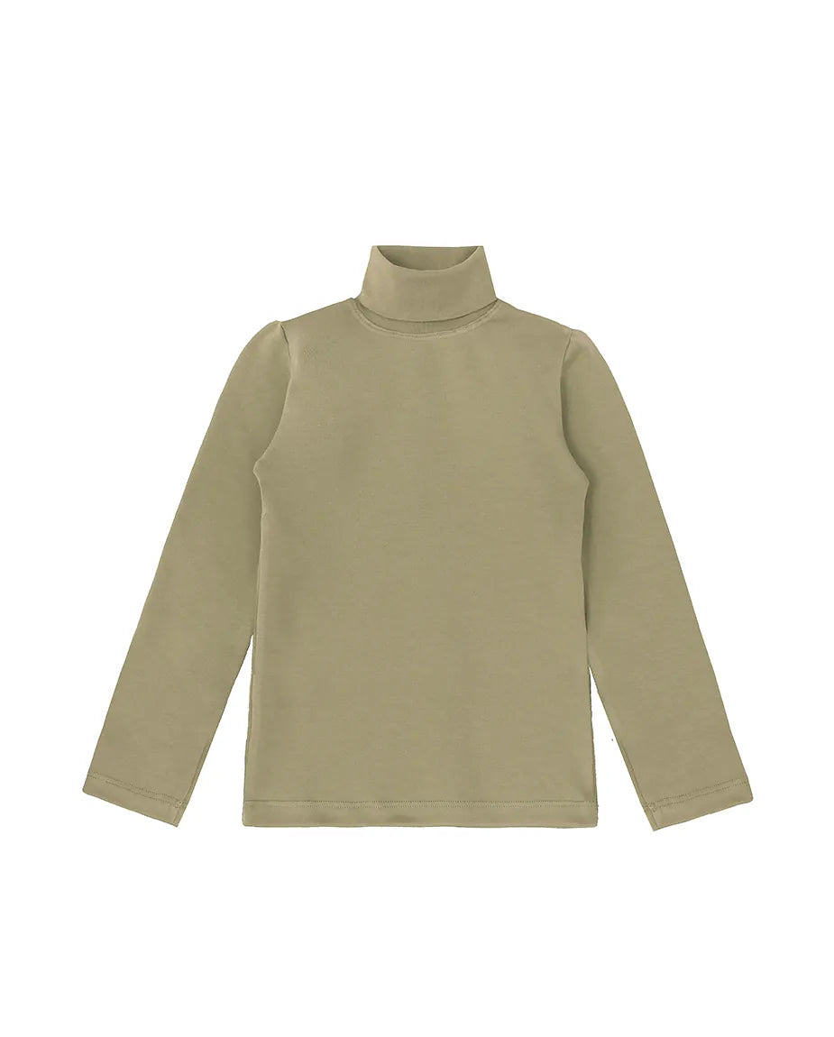 Little Girls Cotton Long Sleeve Basic Turtleneck T-Shirt