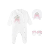 Jeweled Crown Layette Gift Set for Baby Girls: 3 Pieces