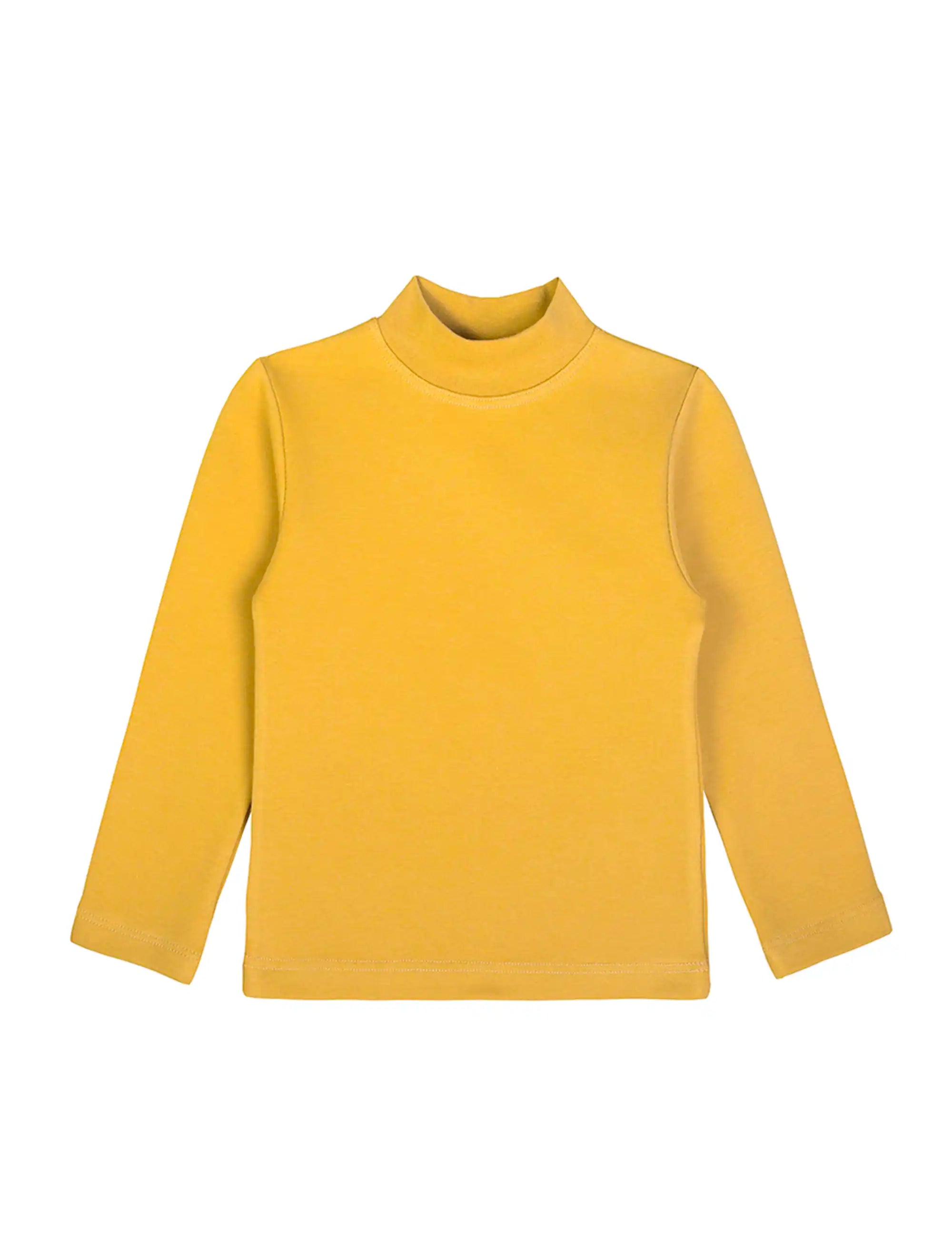 Girls' Basic Mock Turtleneck Long Sleeve Cotton Solid T-Shirt