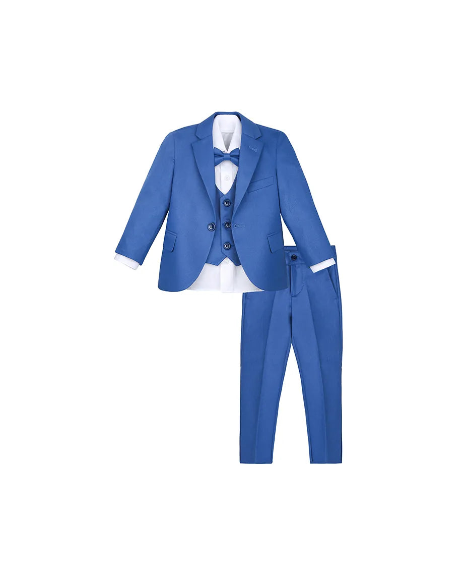 Boys 5-Piece Slim Fit Textured Formal Suit Set