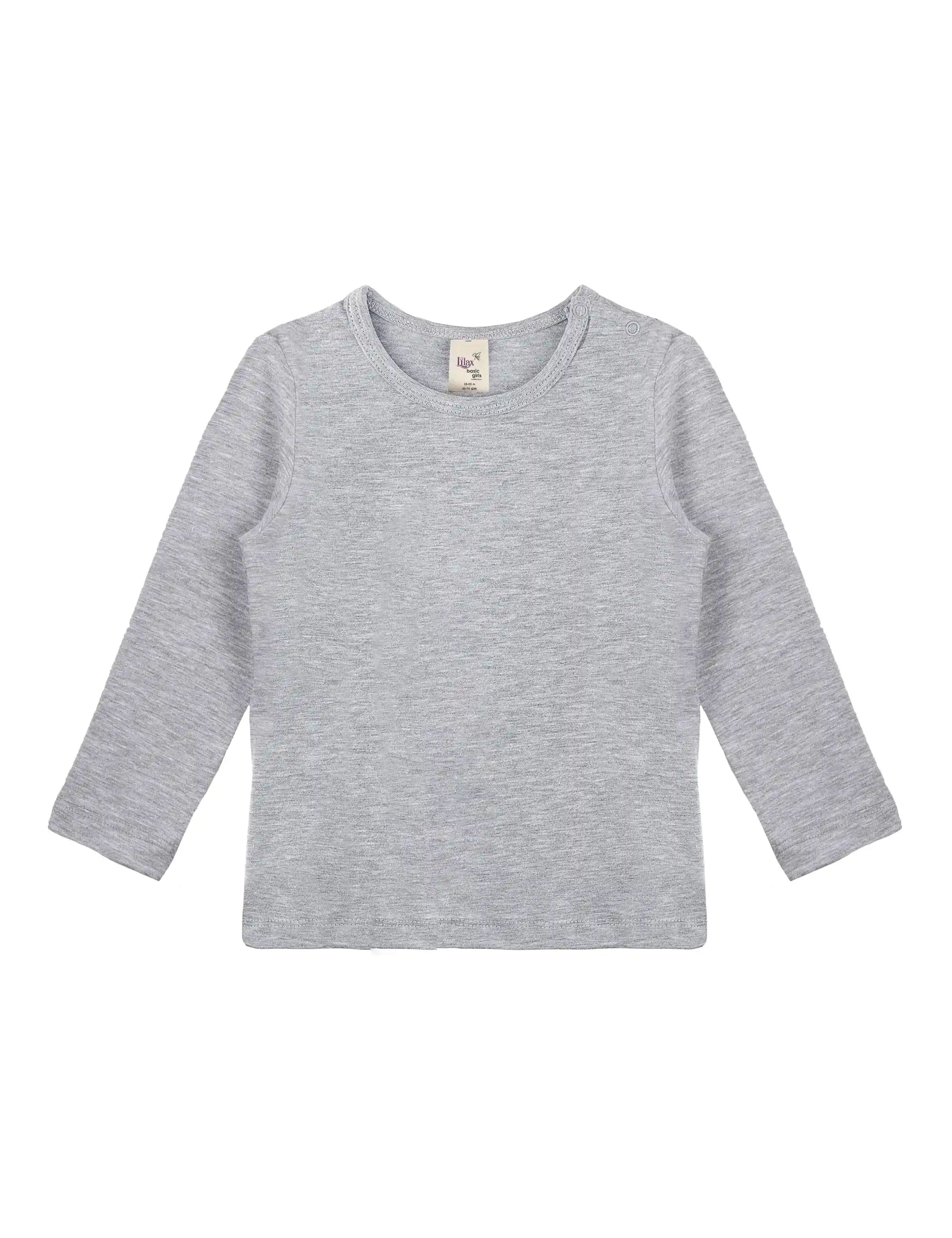 Baby Girls' Basic Long Sleeve Round Neck T-Shirt