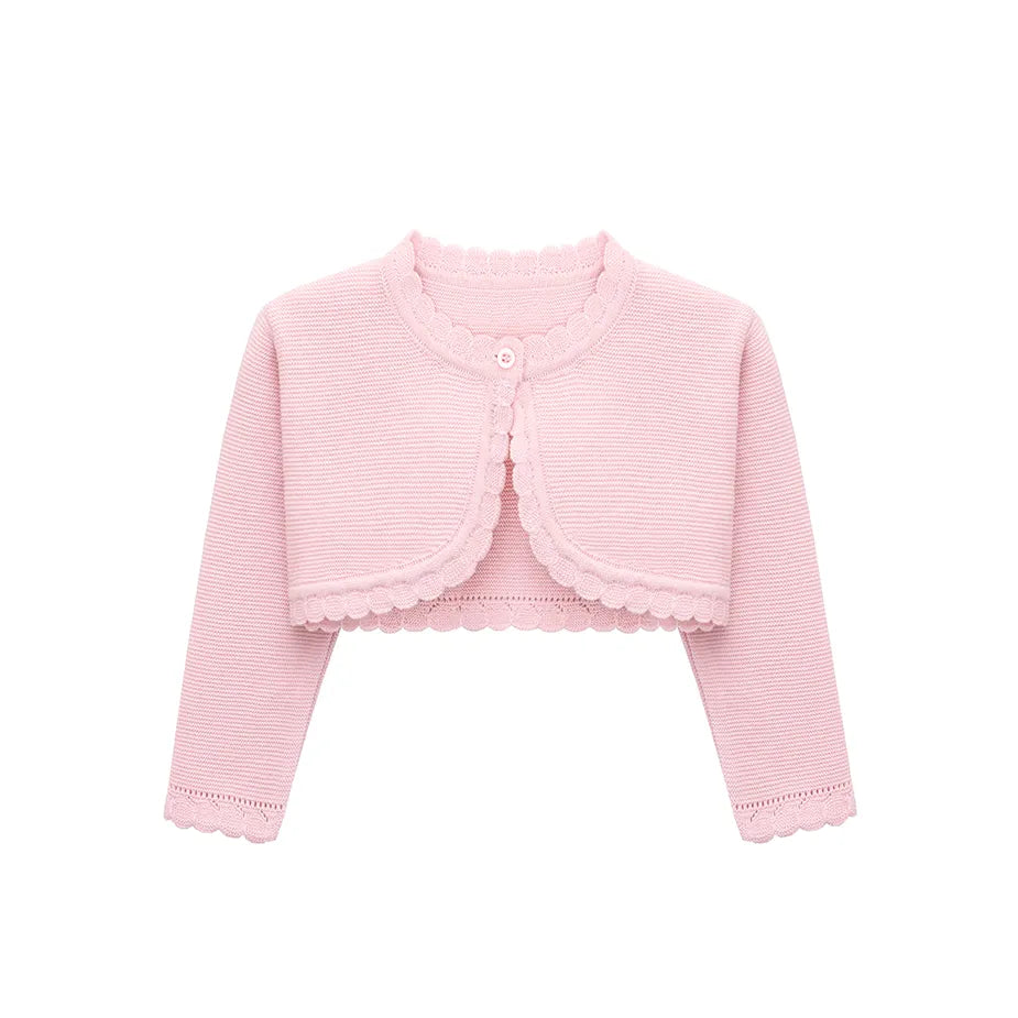 Girls' Long Sleeve Knit Button Closure Bolero Shrug