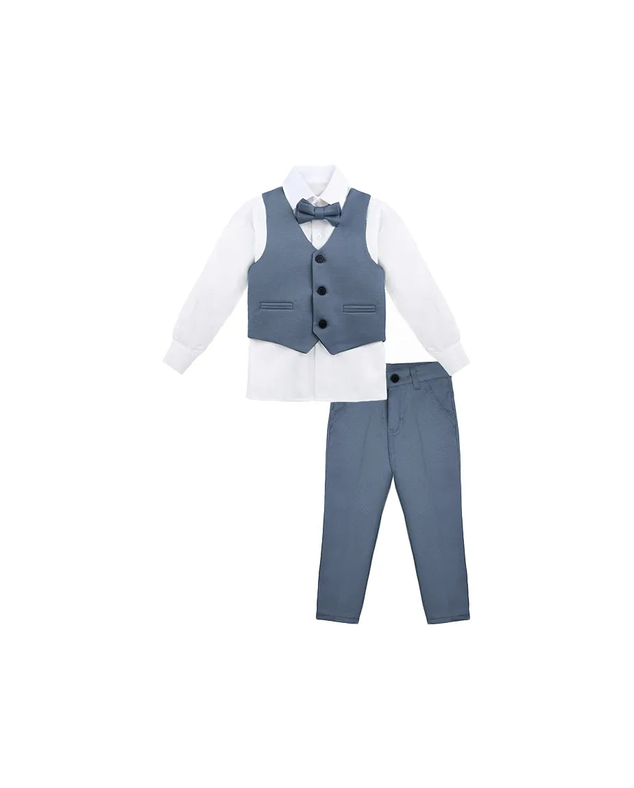 Boys 4-Piece Metal Chain Detailed Suit Set
