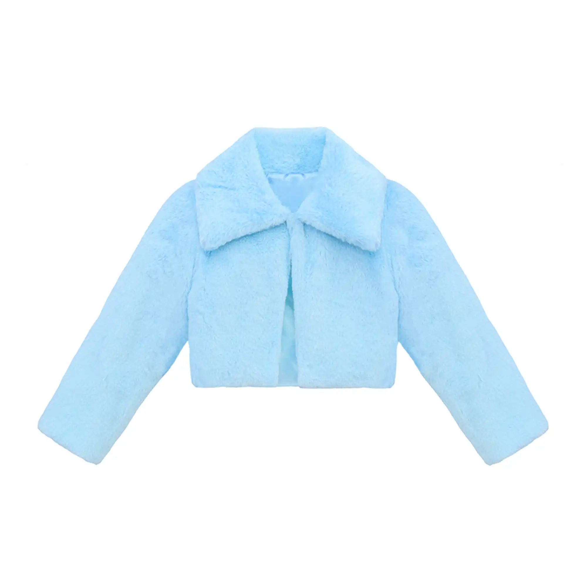 Girls Faux Fur Shrug Jacket Tied Ribbon Cozy Bolero