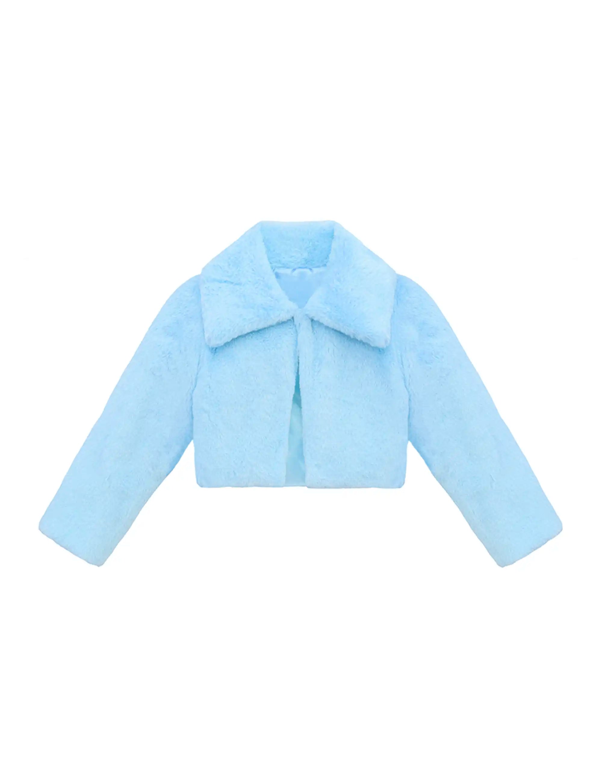 Girls Faux Fur Shrug Jacket Tied Ribbon Cozy Bolero