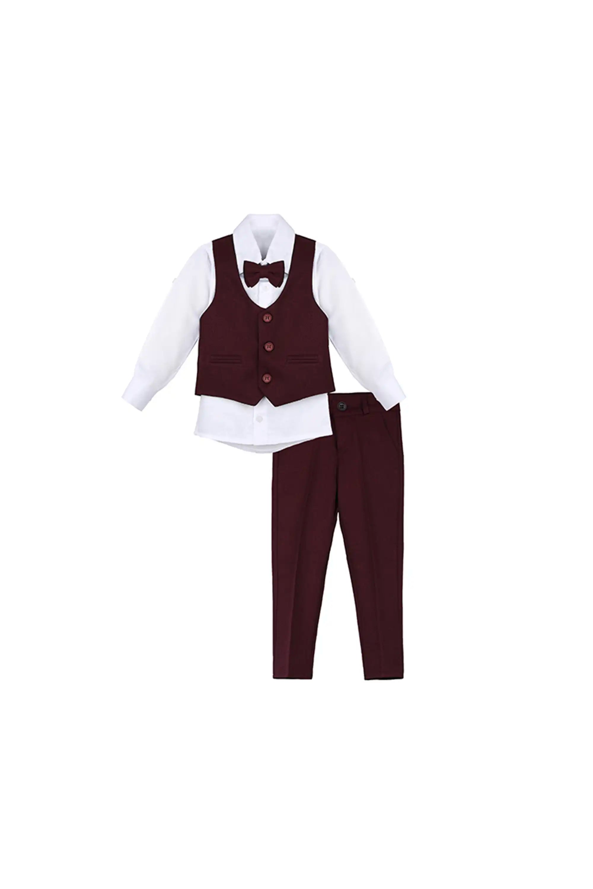 Boys Formal Suit 4 Piece Vest, Pants and Tie Dresswear Suit Set
