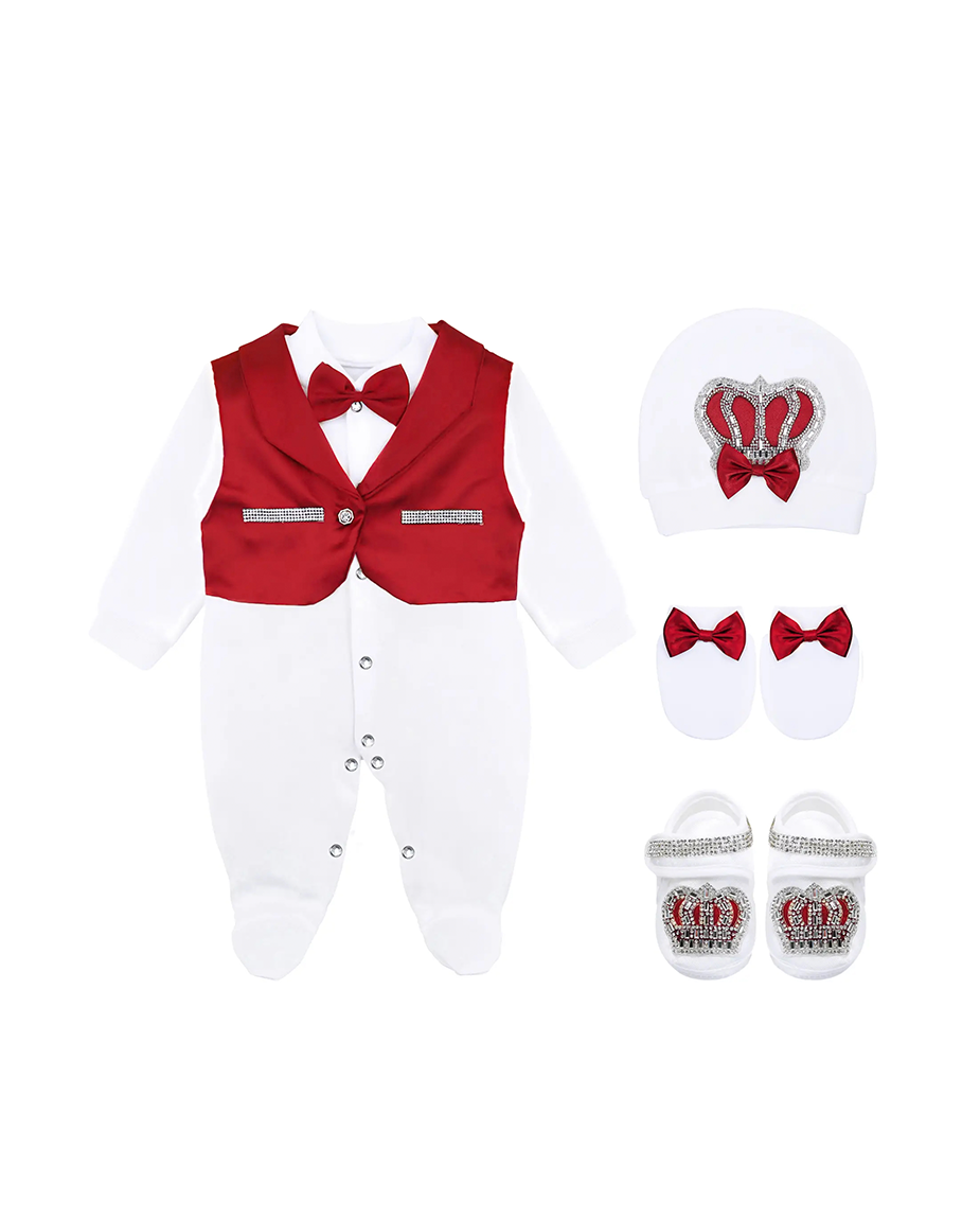 Newborn Baby Cotton 5-Piece Satin Detailed Take Me Home Set