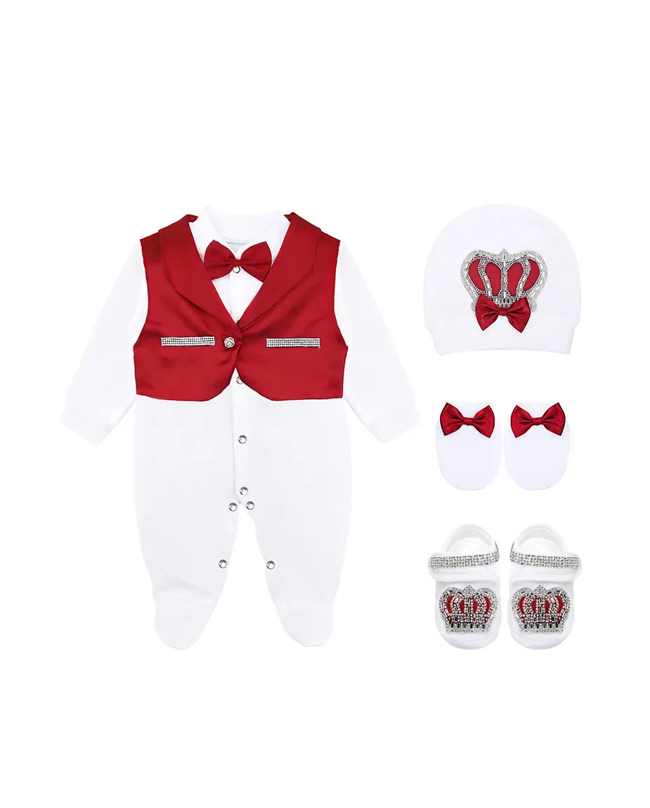 Newborn Baby Cotton 5-Piece Satin Detailed Take Me Home Set