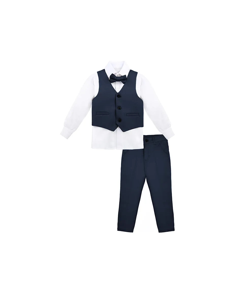 Boys 4-Piece Metal Chain Detailed Suit Set