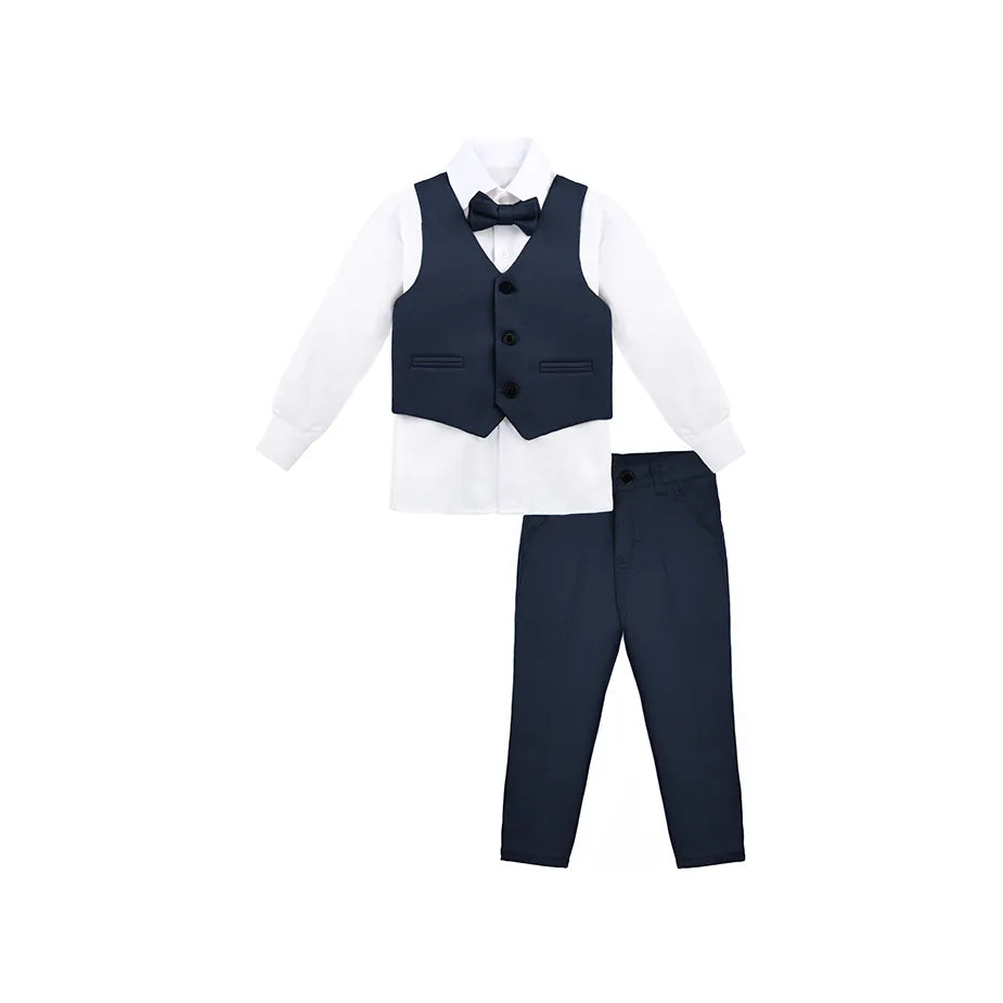 Boys 4-Piece Metal Chain Detailed Suit Set
