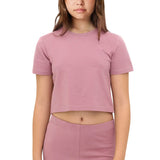 Girls Short Sleeve Crewneck Crop Top Tee