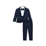 Boys 5-Piece Slim Fit Textured Suit Set