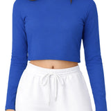 Lilax Girls' Long Sleeve Crop Top – Soft Cotton, 4-Way Stretch, Breathable Everyday Tee