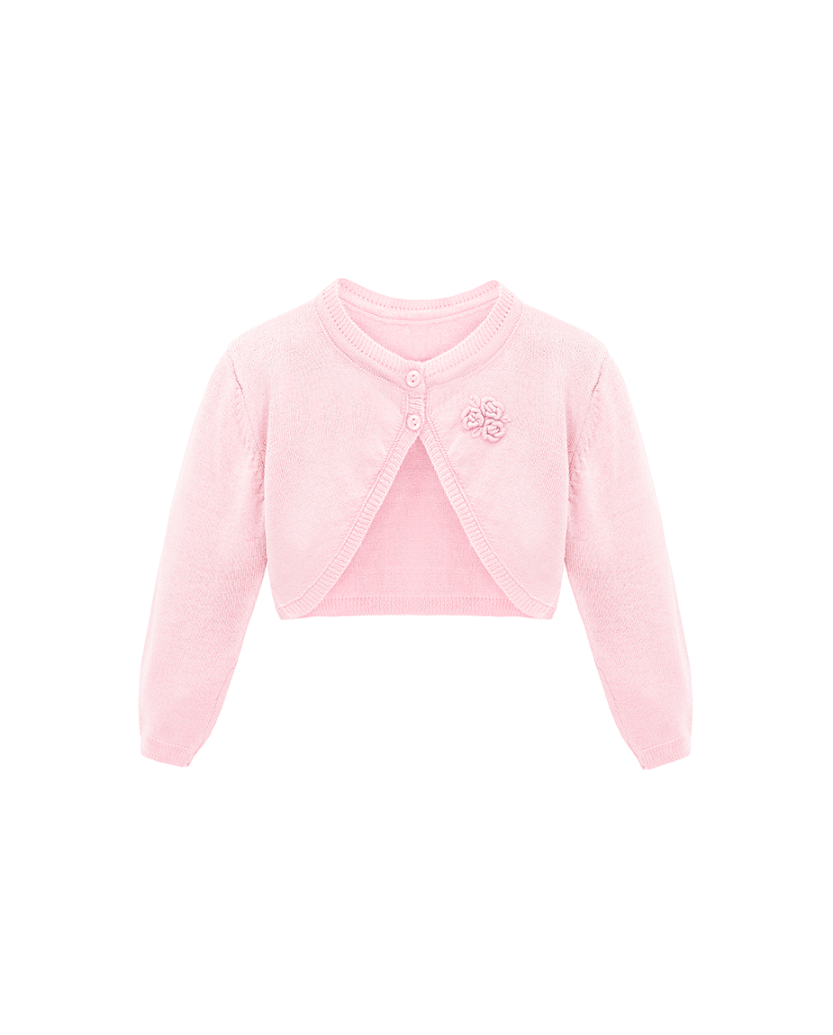 Baby Flower Detailed Buttoned Bolero Cardigan
