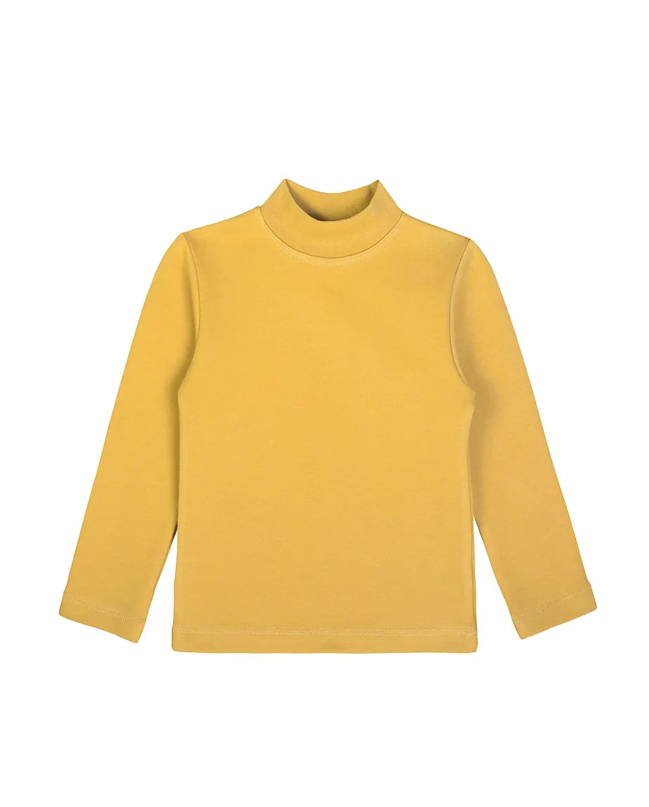 Toddler Cotton Long Sleeve Basic Mock-Neck T-Shirt