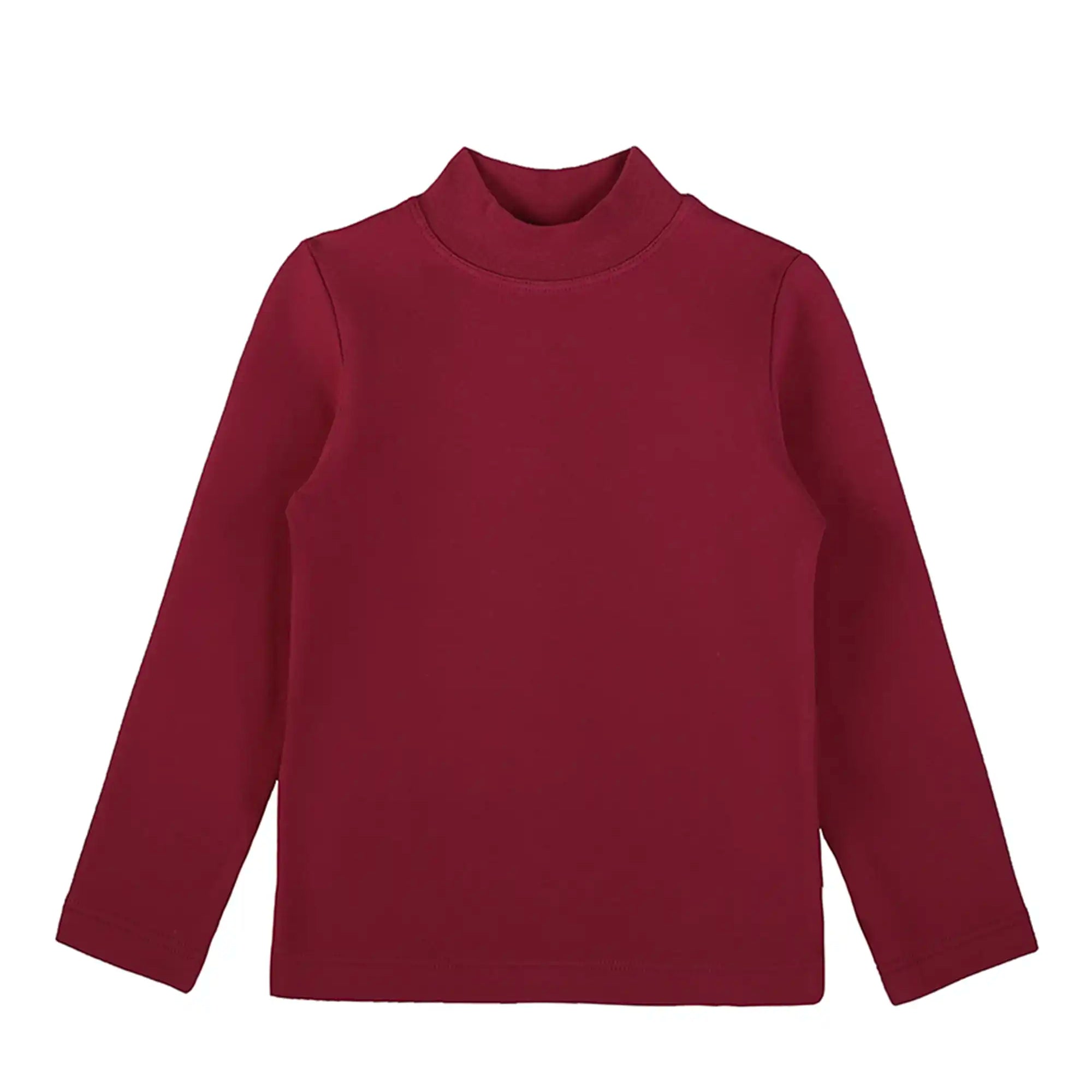 Girls' Basic Mock Turtleneck Long Sleeve Cotton Solid T-Shirt