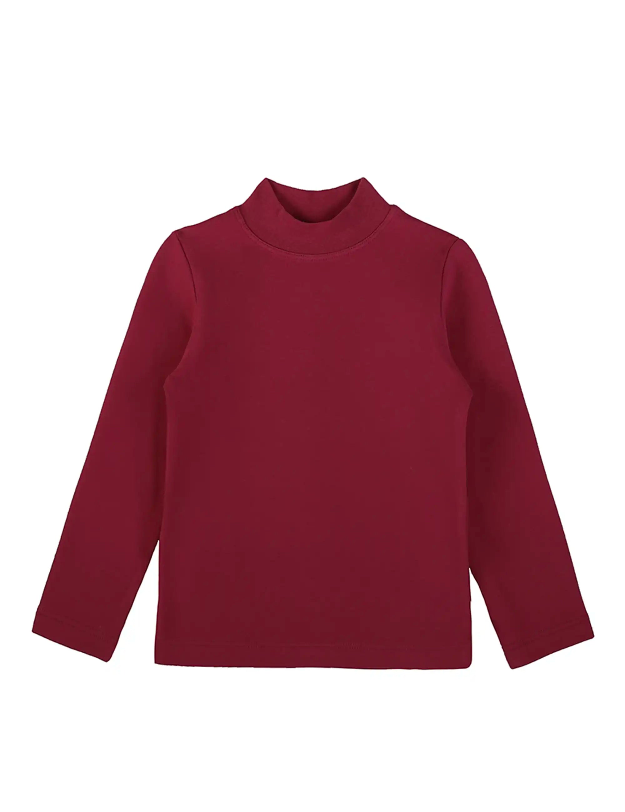 Girls' Basic Mock Turtleneck Long Sleeve Cotton Solid T-Shirt