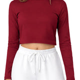 Lilax Girls' Long Sleeve Crop Top – Soft Cotton, 4-Way Stretch, Breathable Everyday Tee