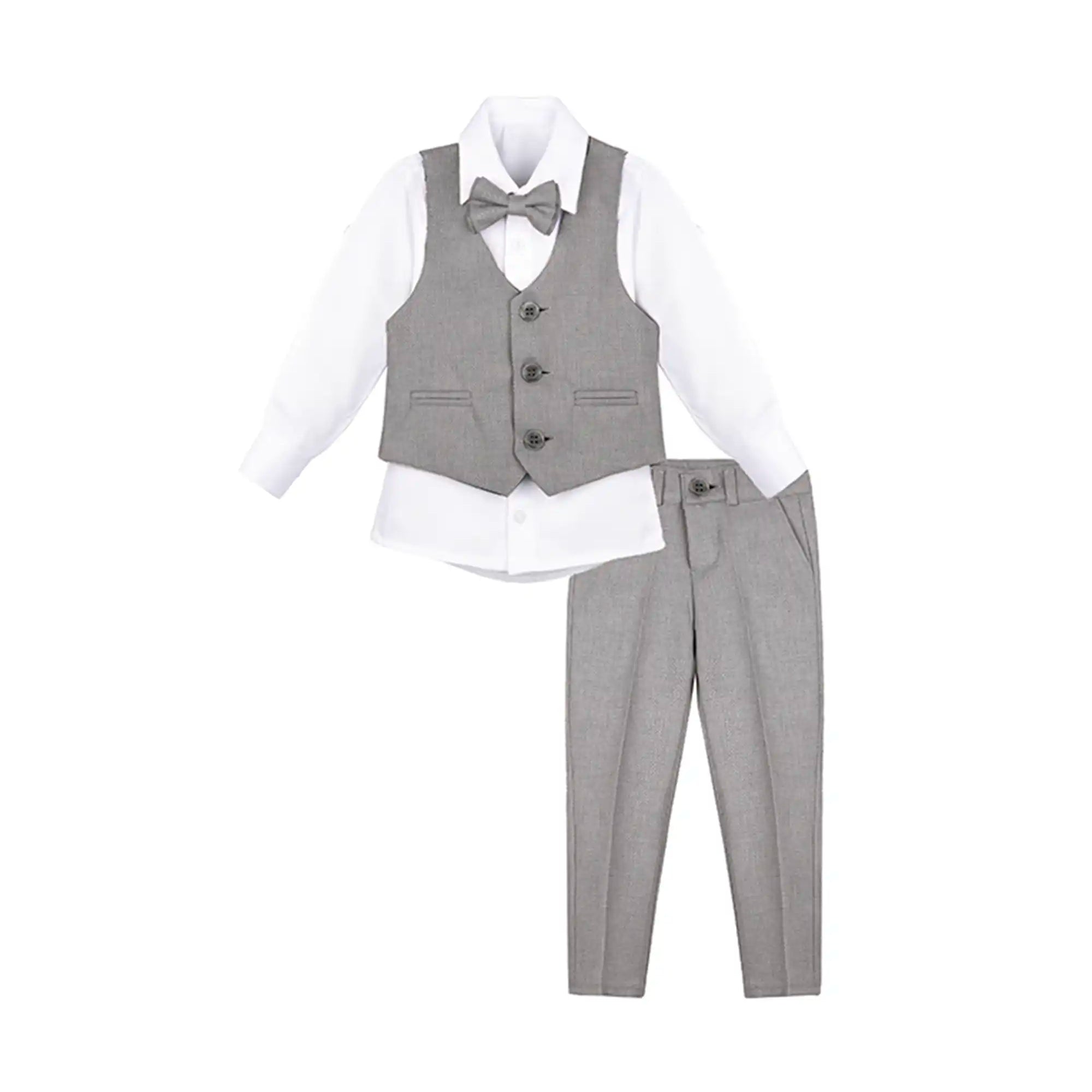 Boys Formal Suit 4 Piece Vest, Pants and Tie Dresswear Suit Set