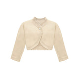 Little Girls' Knit Long Sleeve Button Closure Bolero Cardigan Shrug