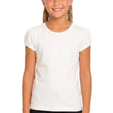 Girls' Basic Short Puff Sleeve Round Neck Cotton T-Shirt