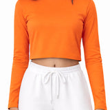 Lilax Girls' Long Sleeve Crop Top – Soft Cotton, 4-Way Stretch, Breathable Everyday Tee