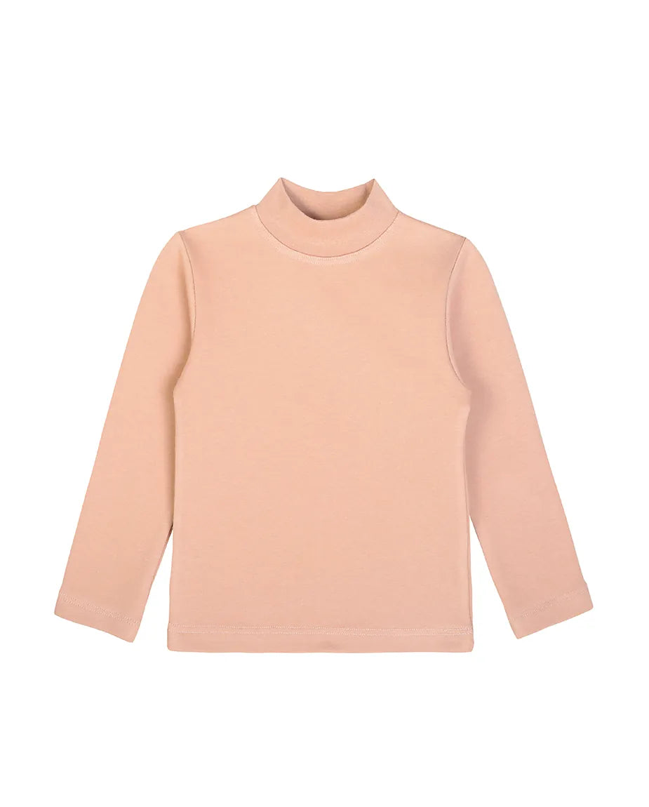 Girls' Basic Mock Turtleneck Long Sleeve Cotton Solid T-Shirt / 9 to 12 Years
