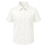 Lilax Boys Classic Short Sleeve Button Down Casual Solid Dress Shirt