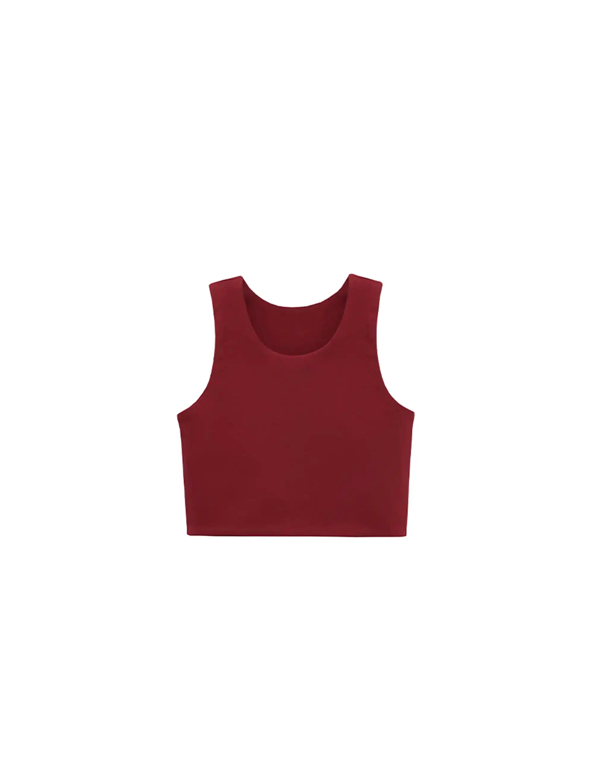 Girls' Double Lined Sleeveless Basic Crop Tank Top