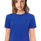 Girls Short Sleeve Crewneck Crop Top Tee