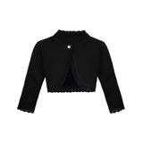 Little Girls' Knit Long Sleeve Button Closure Bolero Cardigan Shrug