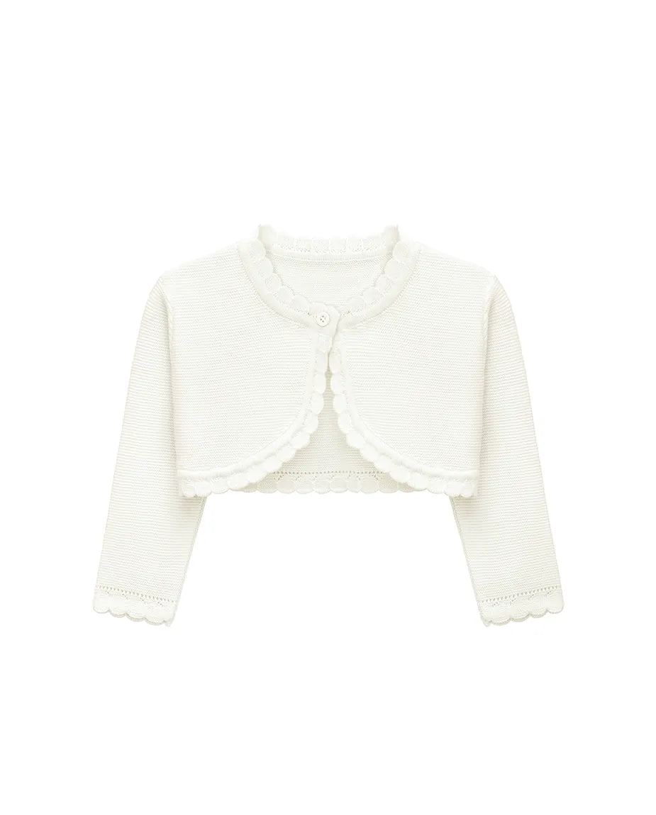 Baby Girls' Long Sleeve Knit Button Closure Bolero Shrug