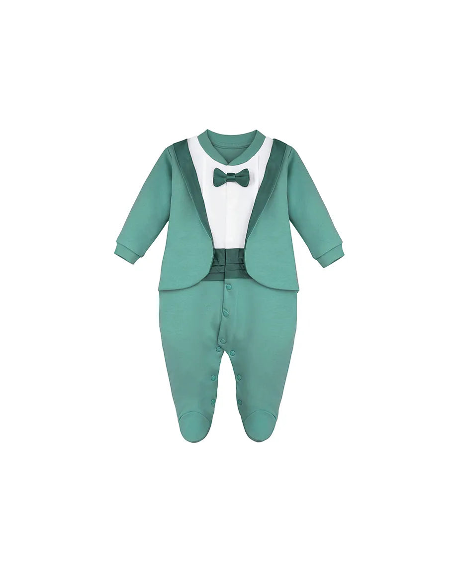 Baby Boy Bow-Tied Tuxedo Footie